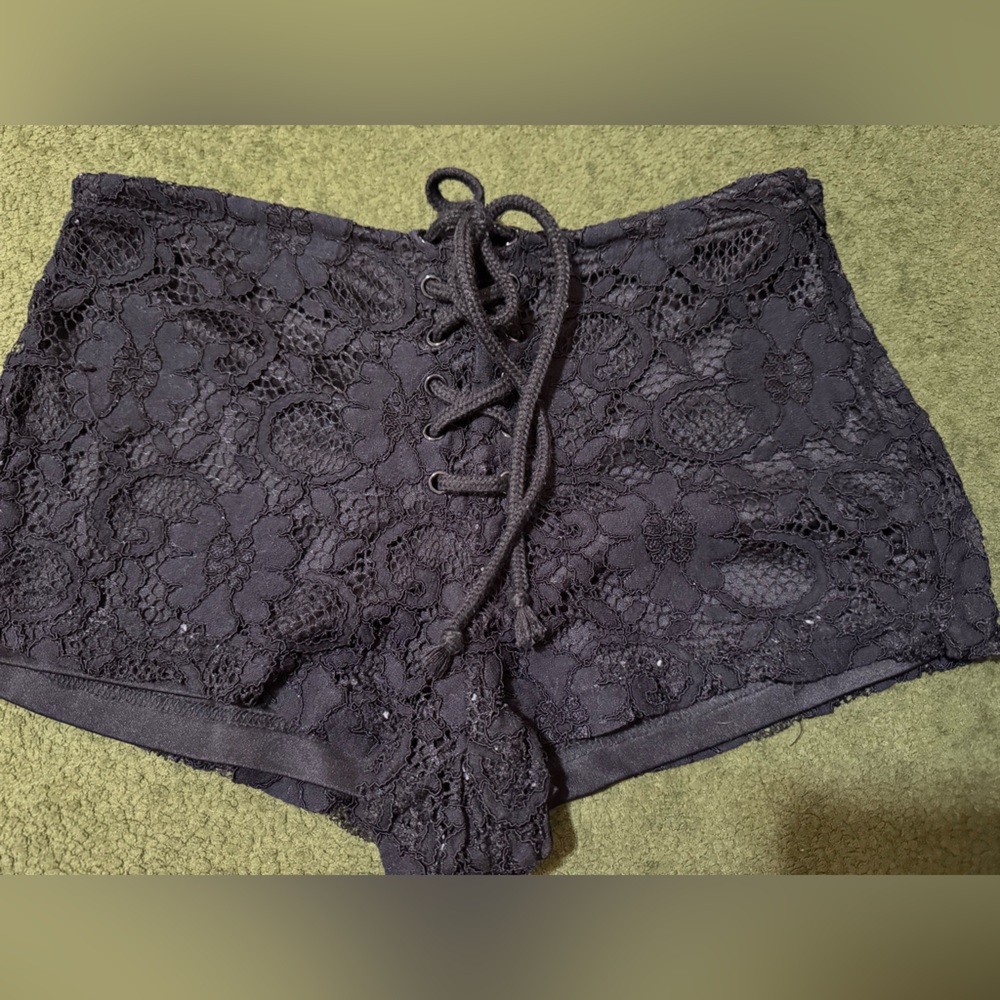 Women's Black Lace Shorts